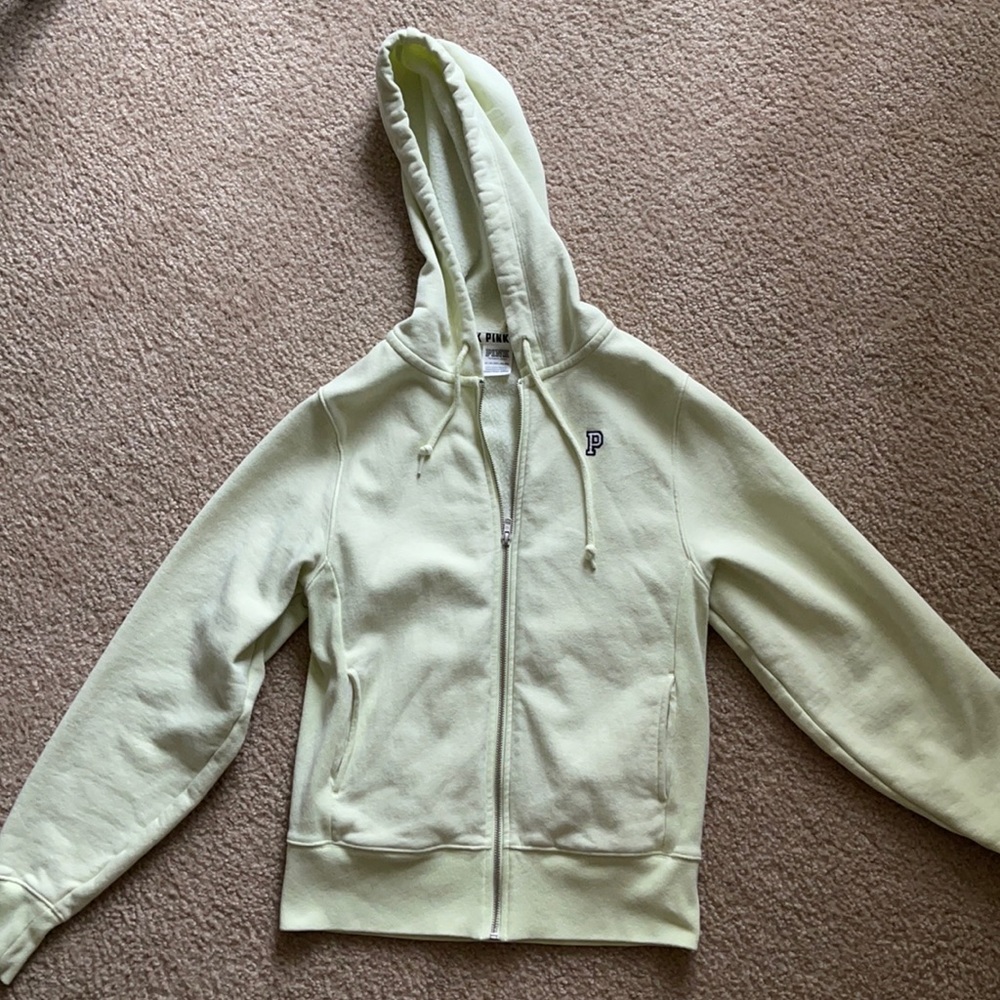 PINK neon green zip up hoodie